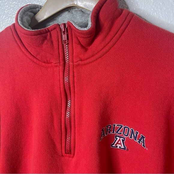 Vintage Arizona Wildcats NCAA Size XL 1/4 Zip Red Pullover Sweatshirt - Picture 6 of 11